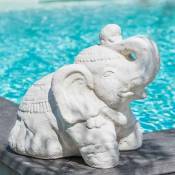 Wanda Collection - Statue eléphant assis 40cm blanc
