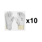 10 paires de gants cuir tout fleur poignet tricot europrotection