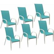 Lot de 6 chaises MARBELLA en textilène bleu - aluminium