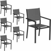Happy Garden - Lot de 6 chaises rembourrées en aluminium