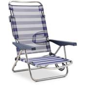 Solenny - Chaise de Plage Lit Pliable 4 Positions Bleu