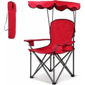 COSTWAY Chaise de Camping avec Parasol/Chaise de Plage