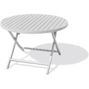 Marius - Table de jardin ronde pliante en aluminium
