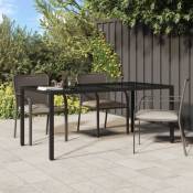 Table de jardin Noir 190x90x75 cm Verre trempé/résine
