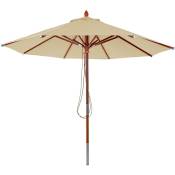 Parasol en bois HHG 521, parasol de jardin, polyester/bois