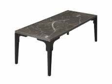 Tectake table en rotin foggia 196x87x76cm - gris 404804