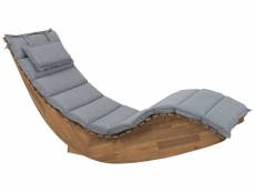 Chaise longue en bois naturel et coussin gris brescia