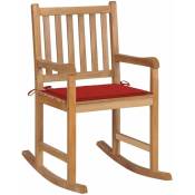 Vidaxl - Chaise à bascule avec coussin rouge Bois