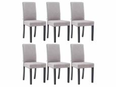 Lot de 6 chaises de salle à manger en tissu gris clair
