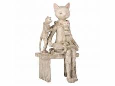 Paris prix - statue déco en résine "chat sur banc"