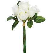 Bouquet de 7 roses artificielles blanc H30cm Atmosphera