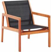 Chaise de jardin Noir Bois d'eucalyptus solide et textilène