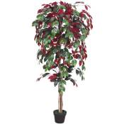 Decovego - Rouge Ficus Benjamina Plante Arbre Artificielle