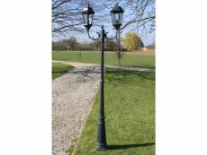 Vidaxl lampadaire de jardin 2 bras 230 cm vert foncé|noir