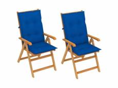 Vidaxl chaises de jardin 2 pcs avec coussins bleu royal