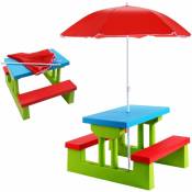 COSTWAY Table de Pique-Nique Enfants avec Parasol Amovible