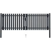 Portail de clôture à double porte Acier 306x175 cm