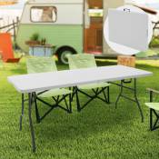 Table de Camping Pliante Blanc, 180 x 74 x 74 cm, en