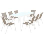 Salon de jardin MADRID table 190 cm et 8 chaises empilables
