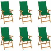 Vidaxl - Chaises de jardin 6 pcs avec coussins vert