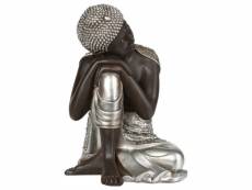 Statue déco "bouddha" 35cm naturel & argent