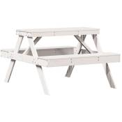 Table de pique-nique blanc 105x134x75 cm bois massif