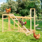 Aire de jeux en bois XXL pour poules avec balançoire
