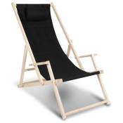 Chaise longue pliante en bois Chaise de plage 3 positions