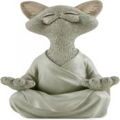 Gris Bouddha Chat Figurine méditation Yoga à Collectionner
