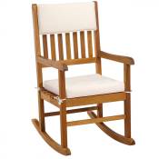 Chaise Rocking chair en bois dur Acacia avec coussins