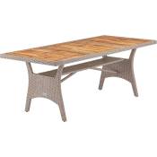 Table de jardin polyrotin 190x90x74 cm plateau en bois