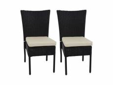 2x fauteuil en polyrotin hwc-g19, chaise pour jardin