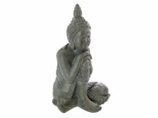 Statue déco "bouddha assis" 55cm gris