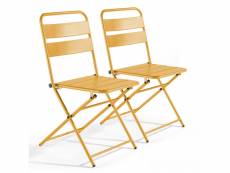 Lot de 2 chaises de jardin pliantes en métal jaune