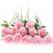 Ineasicer - Lot de 10 roses artificielles en soie pour