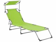 Chaise longue vert citron avec pare-soleil foligno