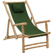 Vidaxl - Chaise de terrasse Bambou et toile Vert