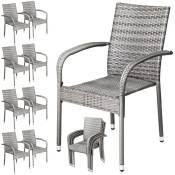 CASARIA® Ensemble de 8 chaises de jardin en polyrotin