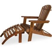 Chaise longue transat Adirondack en bois d'acacia avec