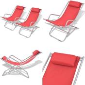 Chaises inclinables de terrasse 2 pcs Acier Rouge -