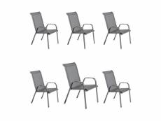 Lot 6 fauteuil aluminium anthracite,textilene noire