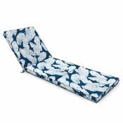 Oviala - Coussin bain de soleil polyester bleu et blanc