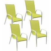 Lot de 4 chaises marbella en textilène vert - aluminium