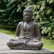 Statue bouddha assis position offrande brun 42 cm -