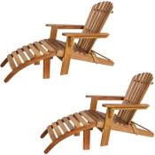 Casaria - 2x Chaise longue transat Adirondack en bois