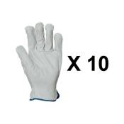 10 paires de gants cuir tout fleur europrotection MO2240