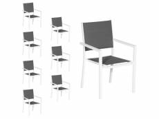 Lot de 8 chaises rembourrées en aluminium blanc -