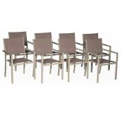Happy Garden - Lot de 8 chaises en aluminium taupe