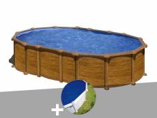 Kit piscine acier aspect bois gré amazonia ovale 6,34