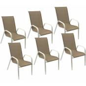 Lot de 6 chaises marbella en textilène taupe - aluminium